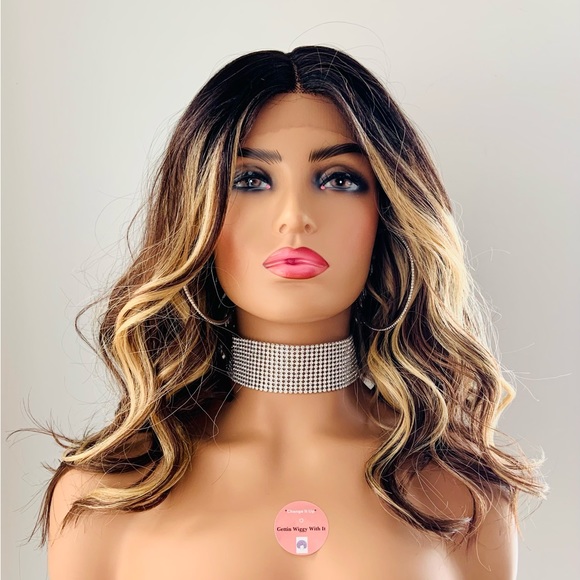 Gorgeous Toffee Brown/Blonde Premium Fiber Lace Front Wig for Daily Wear/Events - Picture 5 of 7